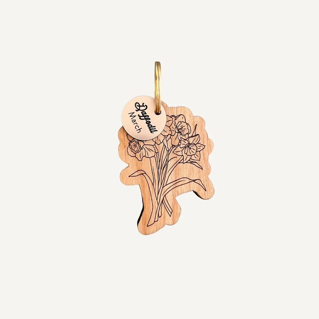 Birth Flower Wood Keychain — Lucca